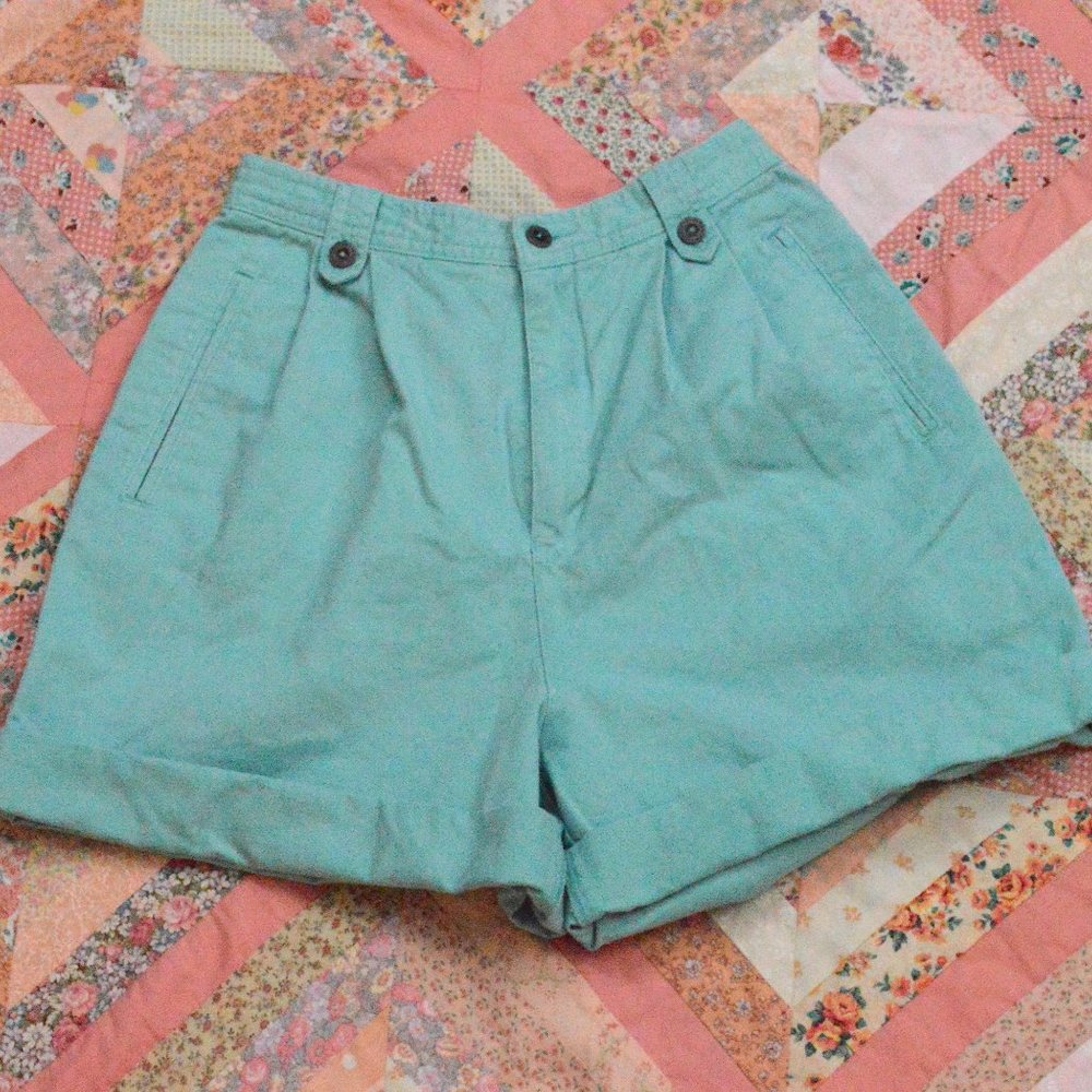 Vintage High-Waisted Light Teal Shorts